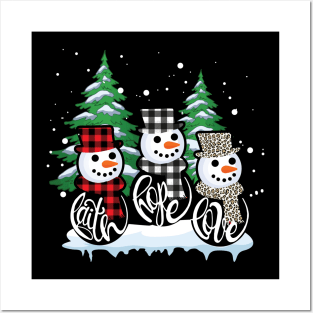 Faith Hope Love Snowman Funny Christmas Gift For Christian Posters and Art
